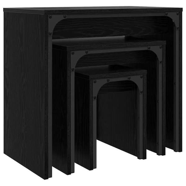Maison Exclusive - 3-delt sofabord Sort eg 60 x 35 x 56 cm Ingeniørtræ