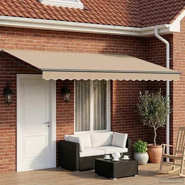 Maison Exclusive - Manuel rulleskjul med LED i beige og antracit 4 × 3 m