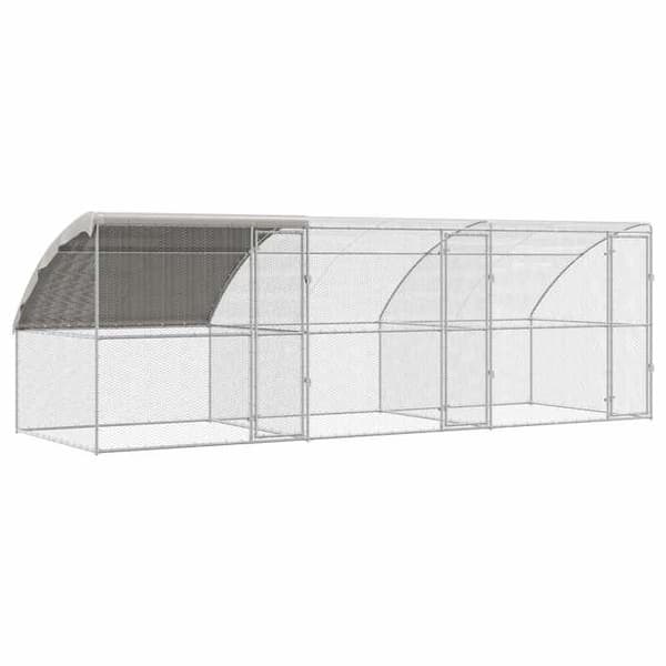 Maison Exclusive - Hønsebur med 3 døre 3 dele Sølv 600x200x200cm