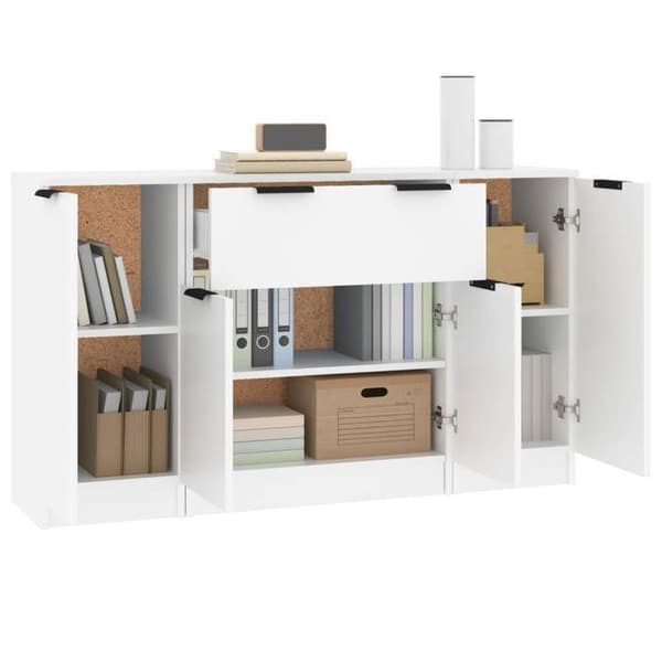 Maison Exclusive - 3 stk. Buffet Hvid Ingeniørtræ