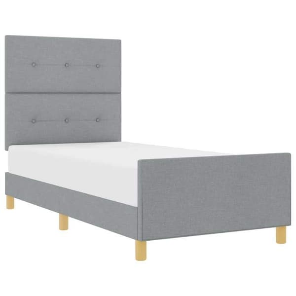 Sängram - EXKLUSIV HEM - 90 x 190 cm - Sammetstyg - Dold förvaring - Lattsängbotten Ljusgrått