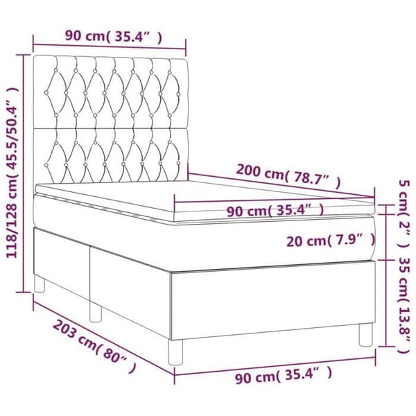 Maison Exclusive - Sengestel med springmadras Blå 90x200 cm Stof