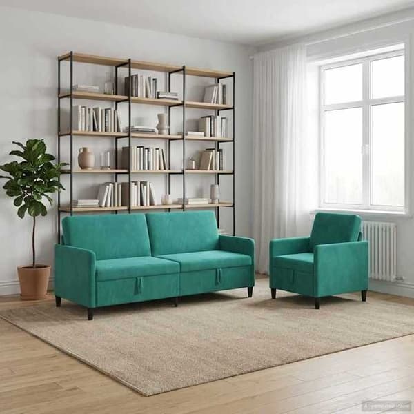 Divaani - MAISON EXCLUSIVE - 2 kpl - Turkoosi - Polyesterikangas - Säilytyslaatikko Turkos