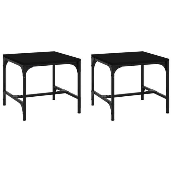 Sidebord - MAISON EXCLUSIVE - Sæt 2 stk - Sort - Ingeniørtræ - Justerbare ben Svart