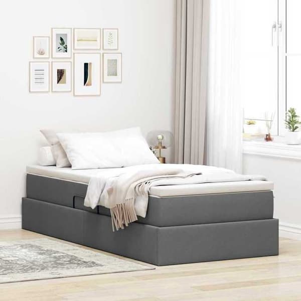Maison Exclusive - Säng med förvaring och madrass Mörkgrå 90 x 200 cm Polyester Mörkgrå