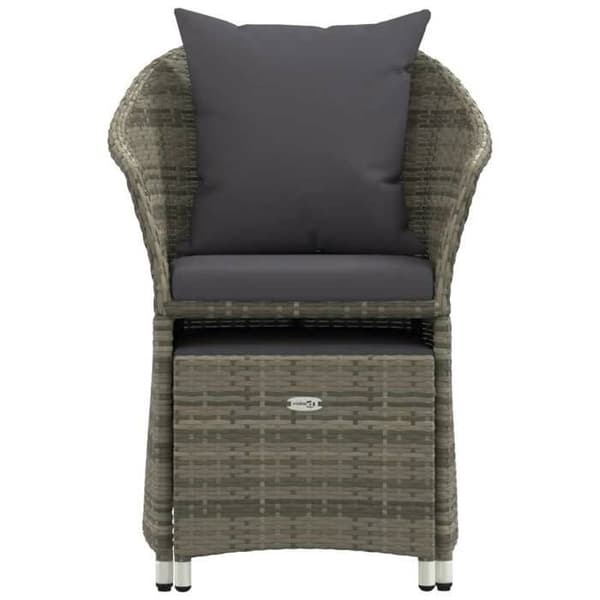 Maison Exclusive - Trädgårdsmöbler 2 delar med kuddar Grå Flätad resin