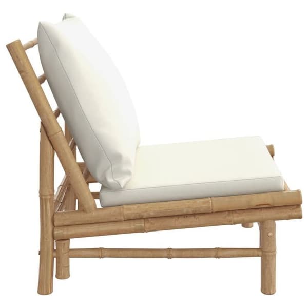 Maison Exclusive - Puutarhatuolit 2 kpl valkoisella kermapehmusteella, bambu