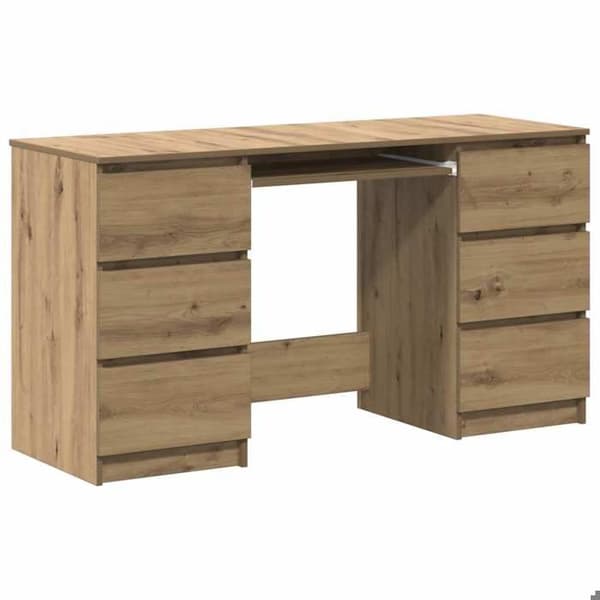 Maison Exclusive - Håndlavet egetræskontor 140x50x77 cm ingeniørtræ