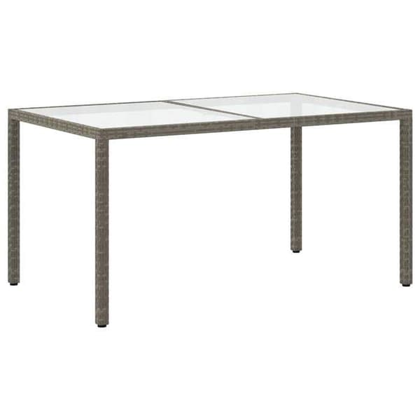 Maison Exclusive - Puutarhapöytä 150x90x75 cm Karkaistu lasi ja polyrottinki Harmaa