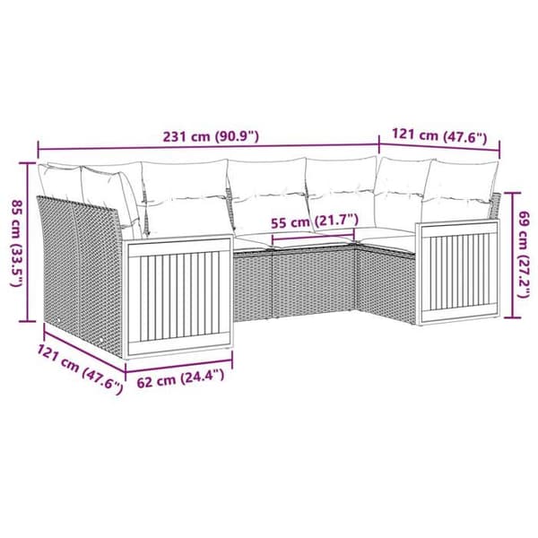 Maison Exclusive - Trädgårdsmöbler 6 delar med grå kuddar i flätad resin