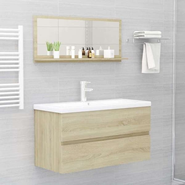 Maison Exclusive - Badrumsspegel Ek sonoma 90x10,5x37 cm Agglomerat