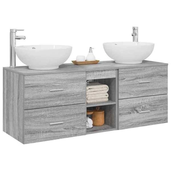 Maison Exclusive - 3-delars badrumsinredning Sonoma grå