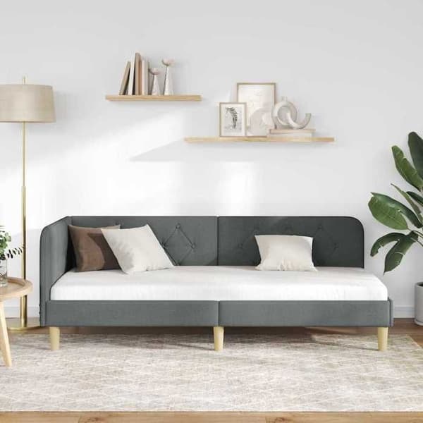 Maison Exclusive - Mörkgrå hörnsängram 80 x 200 cm tyg Mörkgrå