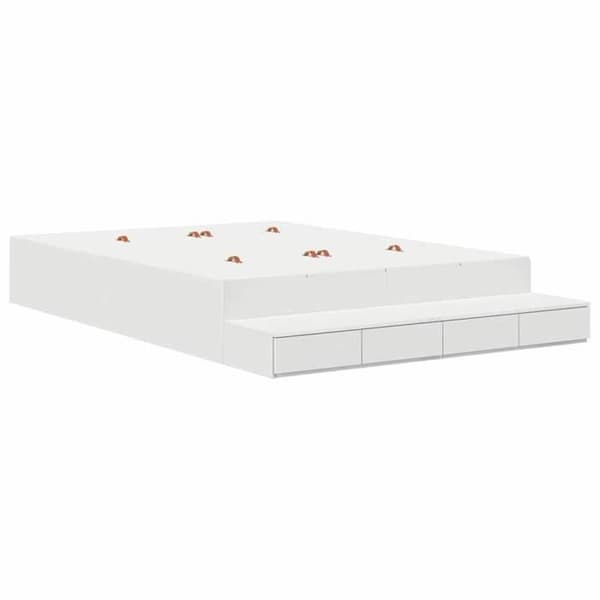 Sängram - EXKLUSIV HEM - 135 cm - Inbyggd förvaring - Massivt trä & paneler - Lattsäng Vit
