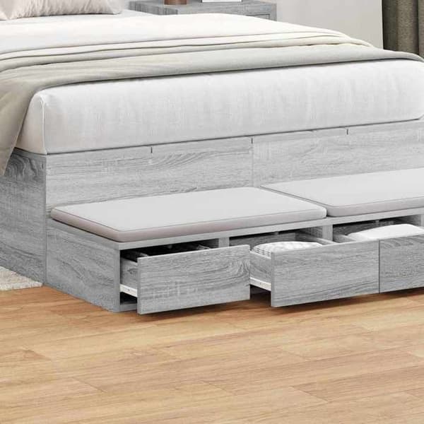 Sengekufferter - EKSKLUSIV HUS - 120×36,5×16,5 cm - Sonoma grå - Spånplader - Trykåbning Gris Sonoma