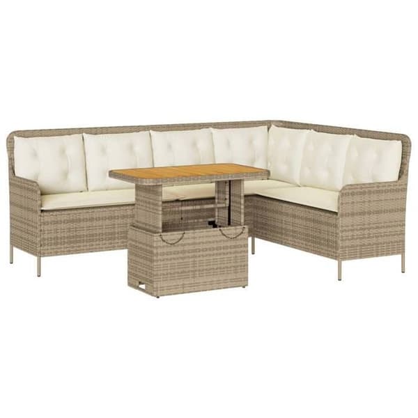 Maison Exclusive - Trädgårdsmöbler med kuddar 2 st beige flätad resin