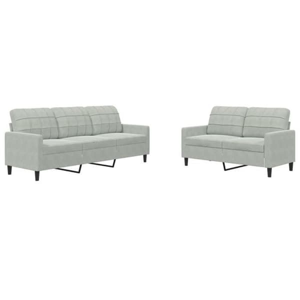 Maison Exclusive - Sæt af 2 sofaer med puder Lys grå Velour