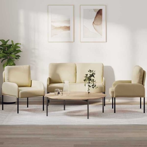 Maison Exclusive - 3 stk. sofa sæt Creme Krydsfiner