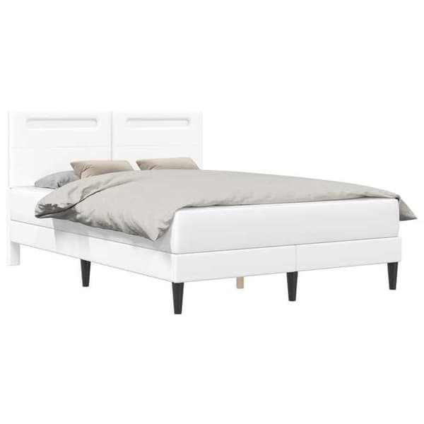 Sengestel - EKSKLUSIV HUS - 140 x 200 cm - Hvid kunstlæder - Multifarvede LED-striber - Lamelseng Vit