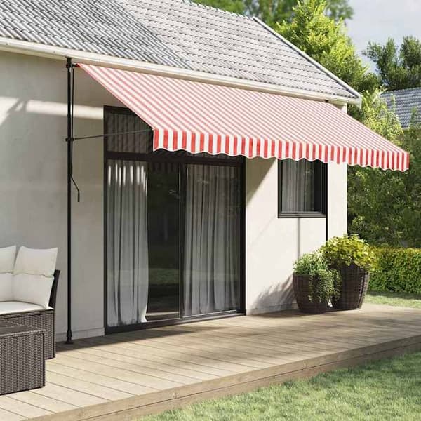 Maison Exclusive - Ersättningstyg för röd och vit markis 400x350 cm polyester
