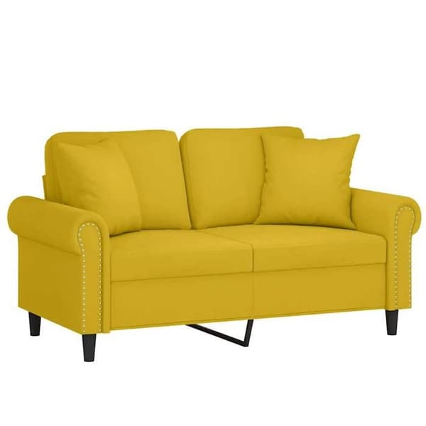 Soffa - Exklusivt Hem - 2 platser - Gul sammet - Robust metallram gul