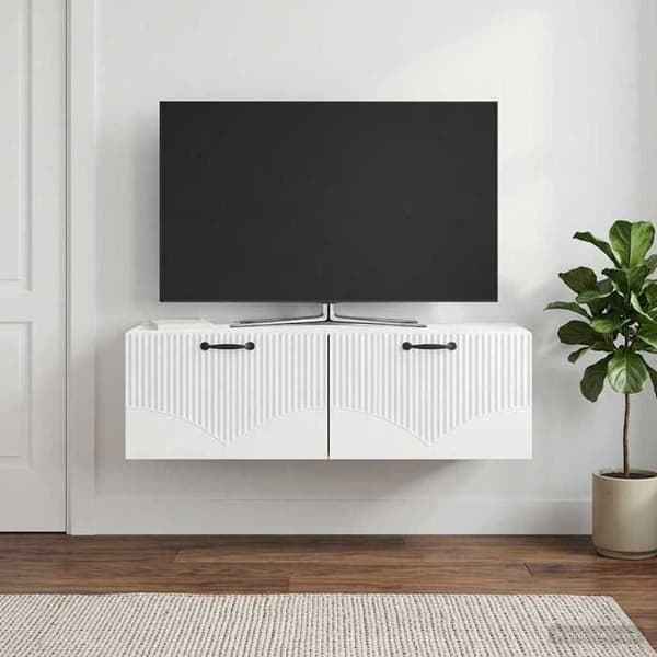 Maison Exclusive - Väggmonterad TV-möbel Väggmontering Vit glans 98 x 41 x 30 cm