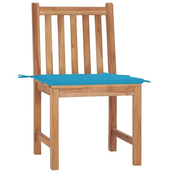 Maison Exclusive - Trädgårdsstolar set om 2 med kuddar i massivt teakträ Blå (kuddar)