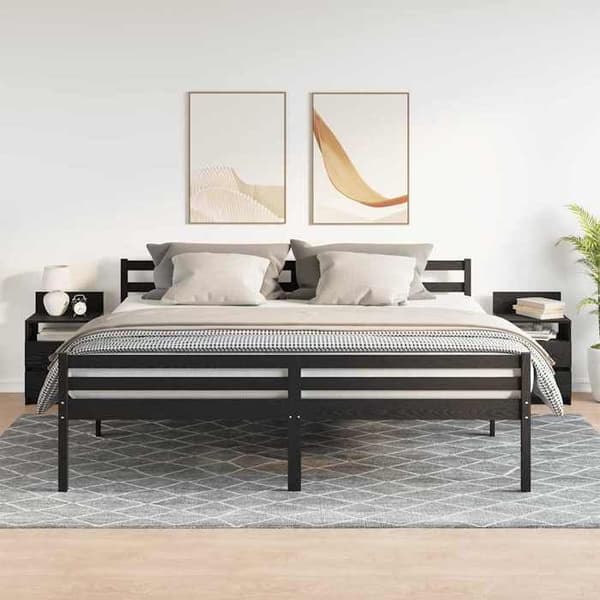Maison Exclusive - Yöpöydät (2 kpl) 2 laatikolla mustat 40 x 33 x 60 cm