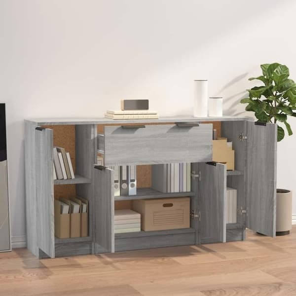 Maison Exclusive - 3 stk. buffeter Sonoma grå ingeniørtræ
