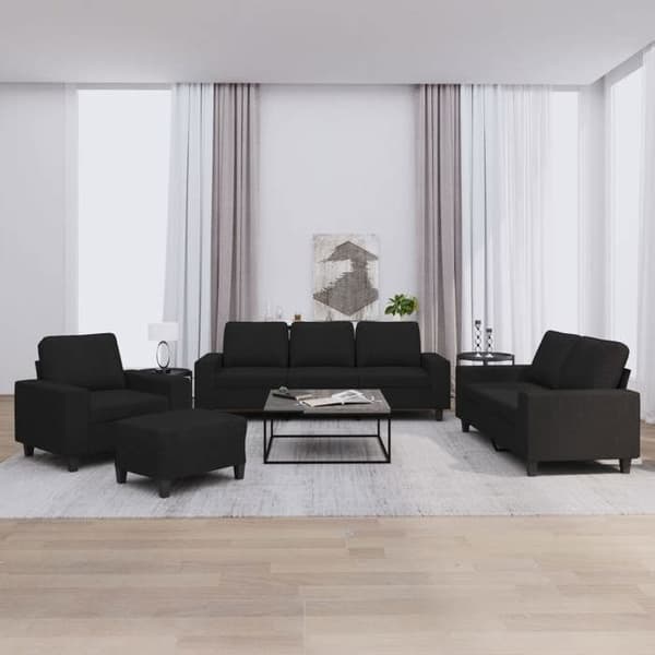 Maison Exclusive - 4 kpl musta kangassohvaryhmä