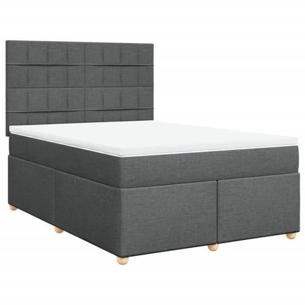 Maison Exclusive - Seng med lamelbund og mørkegrå madras 140x190cm Stof
