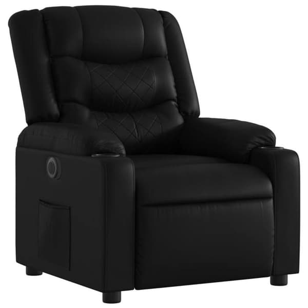 Elektrisk recliner - EKSKLUSIV HUS - Standardmodel - Syntetisk læder sort - Læneposition 135° - Side lomme Svart