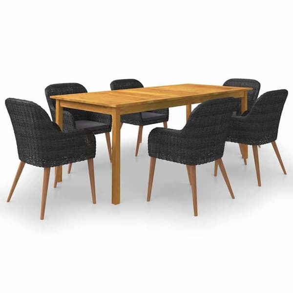 Maison Exclusive - Have spisebordssæt 7 dele Sort Svart