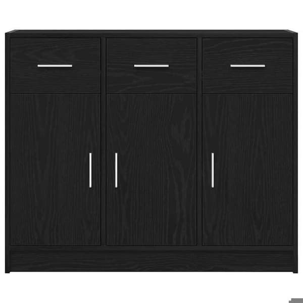 Maison Exclusive - Buffet i sort egetræ 91 x 28 x 75 cm ingeniørtræ