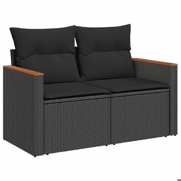 Maison Exclusive - 9 osan puutarhakalustesarja musta polyrottinki