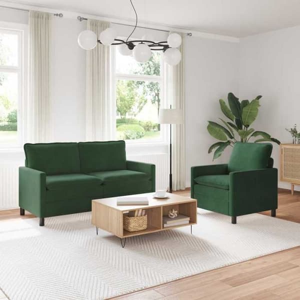 Maison Exclusive - 2 kpl vihreä viidakko kangas sohvasetti