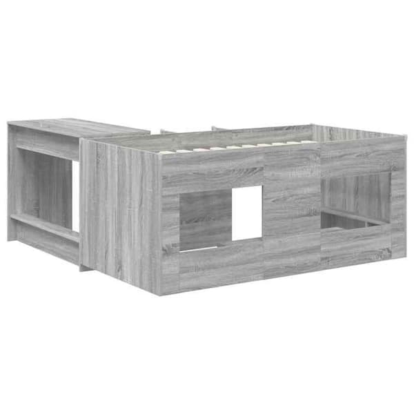 Maison Exclusive - Hög säng för barn med skrivbord 2 st Sonoma grå