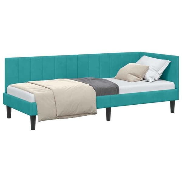 Maison Exclusive - Turquoise hörnsängram 80 cm x 200 cm Sammet