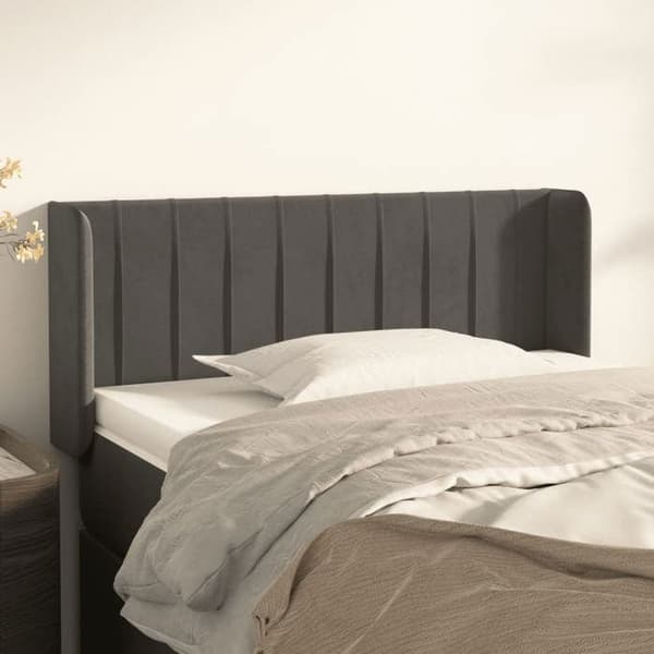 Maison Exclusive - Päätylevy korvilla Tummanharmaa 83x16x78/88 cm Sametti Mörkgrå