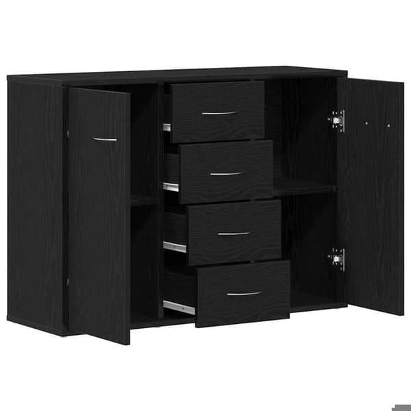 Maison Exclusive - Buffet i sort egetræ 88x30x64 cm ingeniørtræ