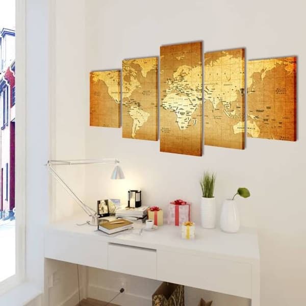 Maison Exclusive - Set med tryckta väggtavlor "Världskarta" 100 x 50 cm