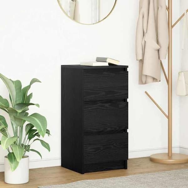 Maison Exclusive - Buffet i sort egetræ 37,5x35x76 cm i ingeniørtræ