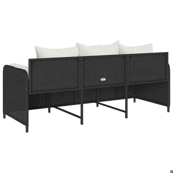 Maison Exclusive - Trädgårdsoffa med kuddar 3 platser svart flätad resin