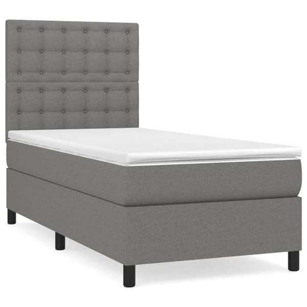 Maison Exclusive - Sänkyperä ja tummanharmaa patja 90x190 cm Kangas