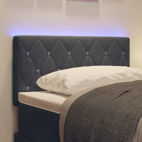 Maison Exclusive - LED-huvudgavel med LED-remsor Mörkgrå 80 cm Sammet