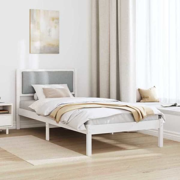 Maison Exclusive - Sängram Ljusgrå 100 x 200 cm Massivt trä