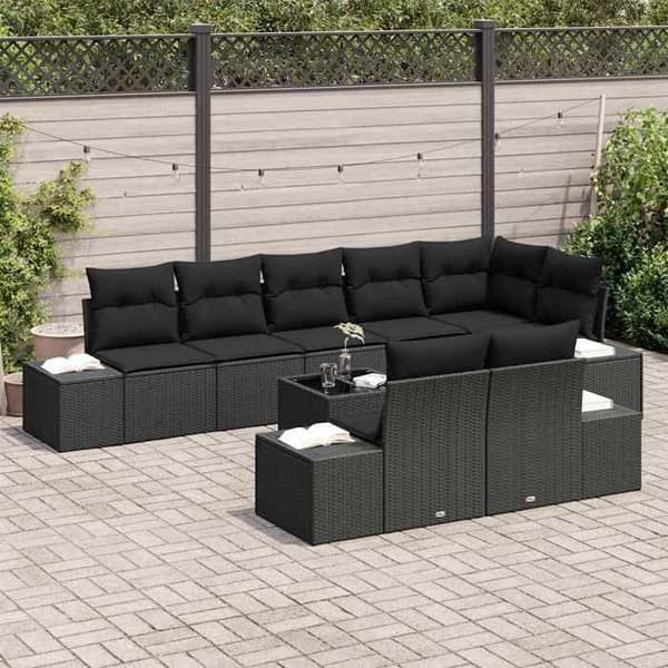 Maison Exclusive - 9 stk. have-sofa sæt i sort poly rattan