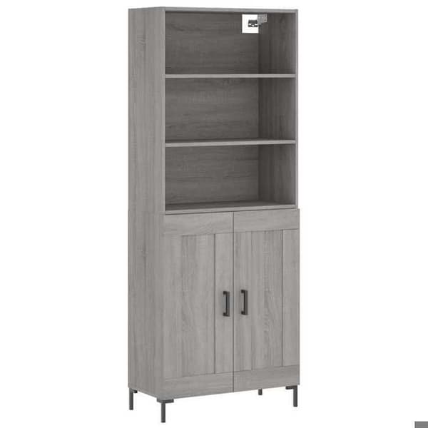 Maison Exclusive - Buffé hög Sonoma grå 69,5x34x180 cm Ingenjörsträ
