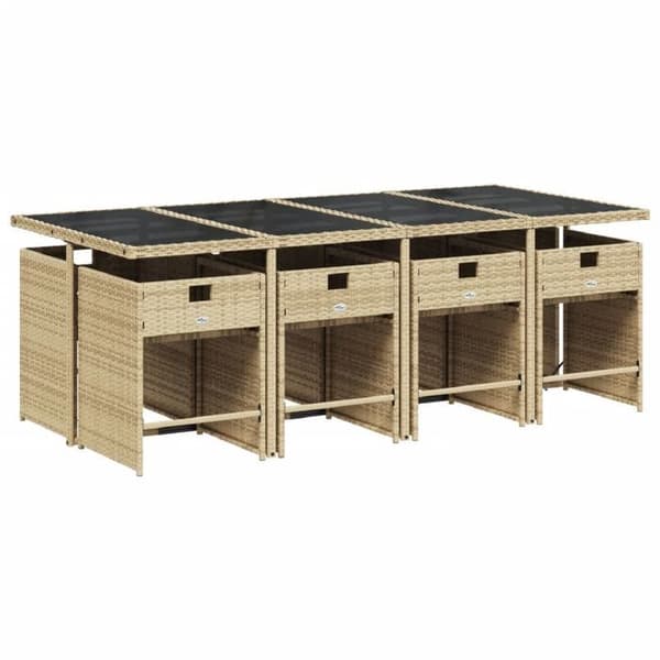 Maison Exclusive - Puutarhakalusteryhmä ja tyynyt 9 kpl beige sekoitus