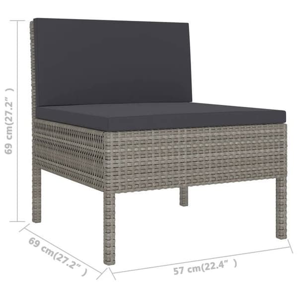 Maison Exclusive - 9 osan puutarhakalustesarja tyynyillä, harmaa punottu muovi